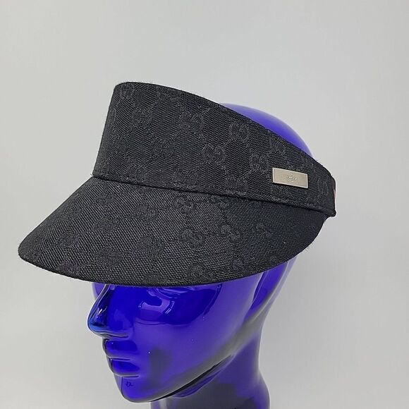 Gucci Black GG Logo Adjustable Sun Visor Made in Italy - Picture 1 of 14